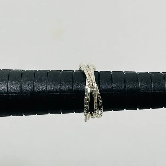 925 Silver 5 Band Interlocking Ring Size 6 Women Wedding Promise Stack Sterling - Picture 5 of 6